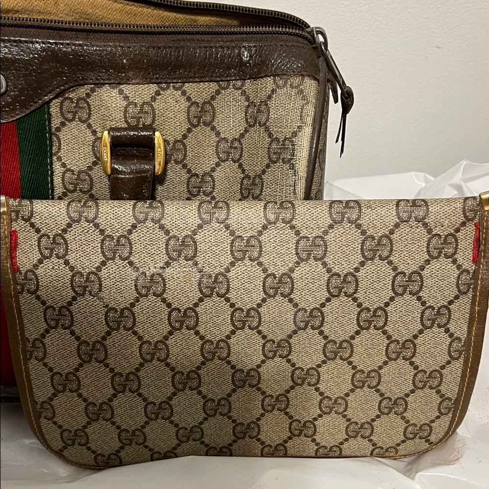 Gucci Monogram Satchel with Red and Green Accents - Picture 12 of 16